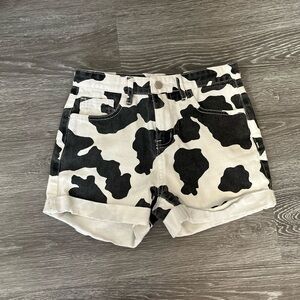 SHEIN High Waist Cow Print Shorts - Black and White